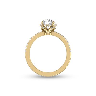 1.50 Carat Flower Shaped Round Diamond Solitaire Ring in 14K Yellow Gold